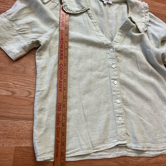 Madewell Linen-Blend Peter Pan Collar Button Up Shirt light green Women’s Size 2 - Picture 10 of 12